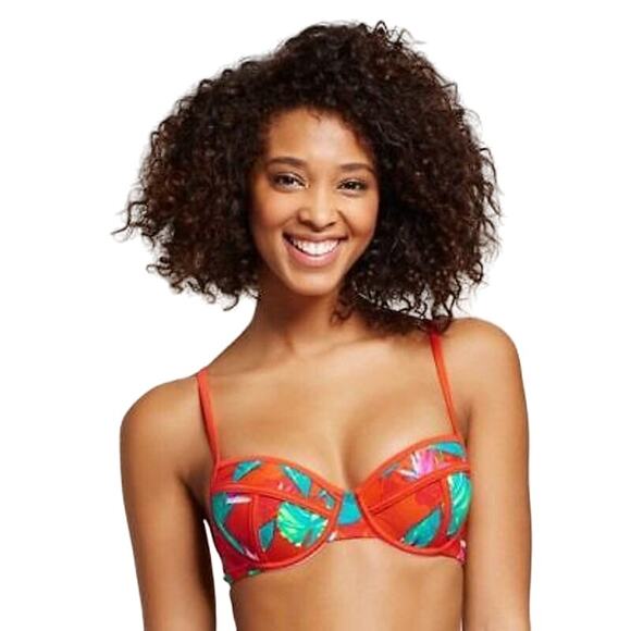 NWT Xhilaration Bralette Push Up Bikini Top Tropical Print Underwire Back XS - Picture 3 of 14